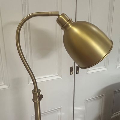 Adjustable Brass-Finish Floor Lamp