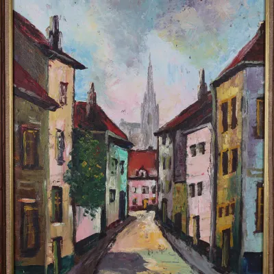 Ronald Ergo (Belgian, 1936–2024), “City Scene,” Signed Oil on Canvas