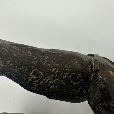Signed Bronze Reclining Figure Sculpture
