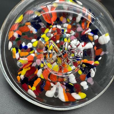 Bart Zimmerman Signed Multicolor Art Glass Lidded Jar