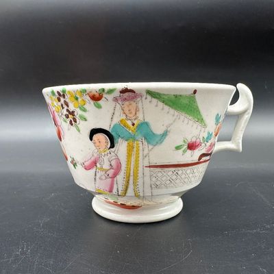Hilditch & Son “Oriental Musicians” Porcelain Cup & Saucer, c. 1825