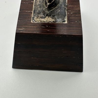 Modernist Leaning Man Figural Sculpture on Wood Base