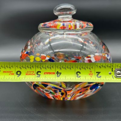 Bart Zimmerman Signed Multicolor Art Glass Lidded Jar