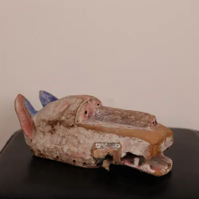 Vintage Hand-Carved & Painted Folk Art Animal Mask