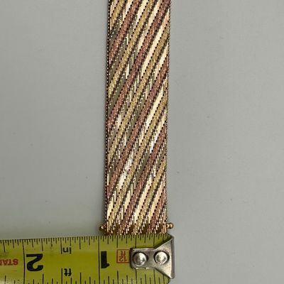 Italian 14K Tri-Color Gold Woven Mesh Bracelet