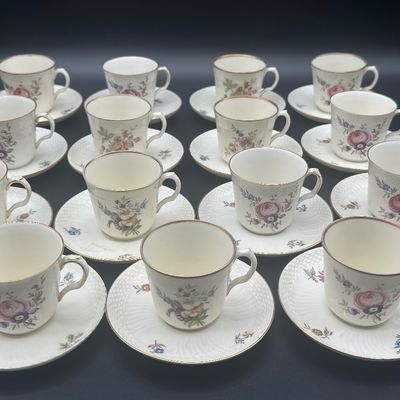 Royal Copenhagen Floral Demitasse Cups & Saucers – Set of 15