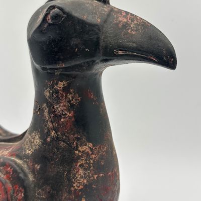 Chinese Carved Gilt & Painted Wood Bird Sculpture