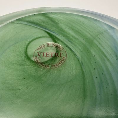 VIETRI Blue & Green Swirl Art Glass Bowl