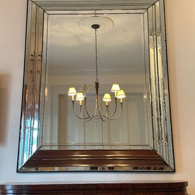 Hollywood Regency Beveled Mirrored Wall Mirror