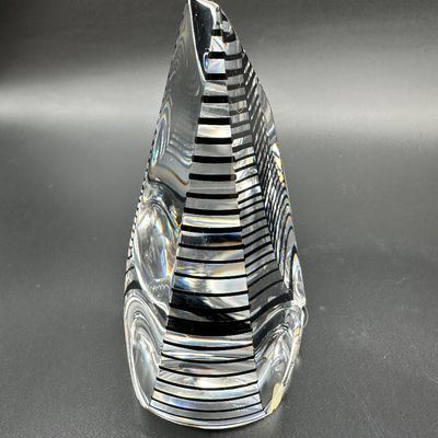 Correia Signed Optical Art Glass Paperweight Sculpture