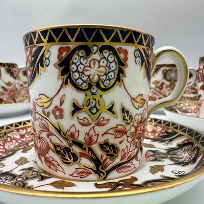 Royal Crown Derby Imari-Style Bone China Plates & Demitasse Cups