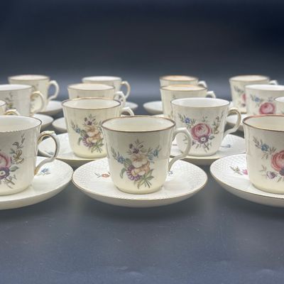 Royal Copenhagen Floral Demitasse Cups & Saucers – Set of 15