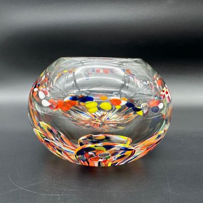 Bart Zimmerman Signed Multicolor Art Glass Lidded Jar