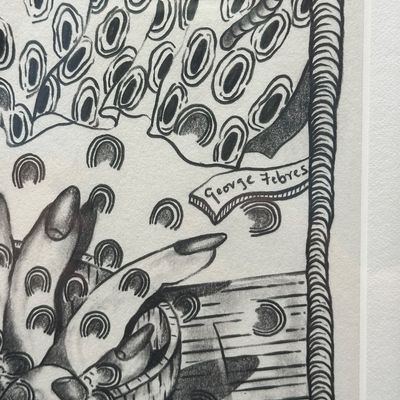 George Febres Original Surrealist Drawing – Signed