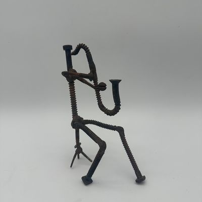 Signed Welded Metal Musician Sculpture Ensemble