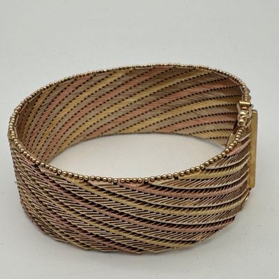 Italian 14K Tri-Color Gold Woven Mesh Bracelet