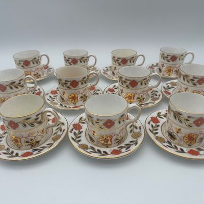 Royal Crown Derby Bone China Salad Plates, Demitasse Cups & Saucers