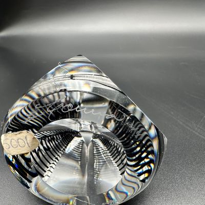 Correia Signed Optical Art Glass Paperweight Sculpture