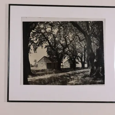 Clarence John Laughlin (1905–1985), “Two Homes Along Country Roads with Trees,” Signed Gelatin Silver Photograph