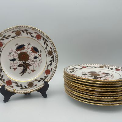 Royal Crown Derby Bone China Salad Plates, Demitasse Cups & Saucers