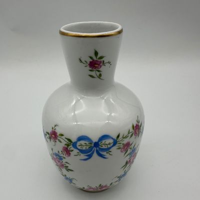 Limoges France Hand-Painted Porcelain Floral Vase