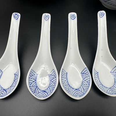 Vintage Chinese Blue & White Porcelain Dining Set for Four