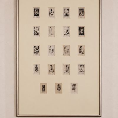 Morris Henry Hobbs – Nineteen Portraits – 19 Signed Miniature Etchings, Framed