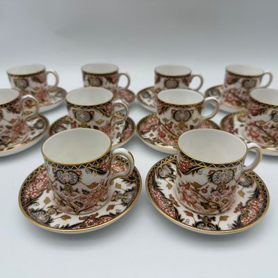 Royal Crown Derby Imari-Style Bone China Plates & Demitasse Cups