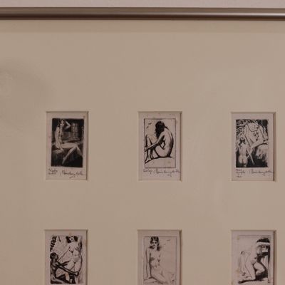 Morris Henry Hobbs – Nineteen Portraits – 19 Signed Miniature Etchings, Framed