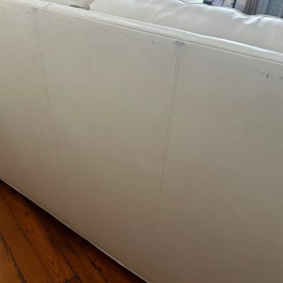 Whittemore-Sherrill Genuine Leather Sofa – Ivory/Cream – Nailhead Trim – Made in USA