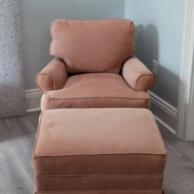 Upholstered Armchair with Matching Ottoman