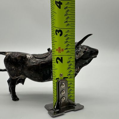 Sterling Silver Bull Figural Creamer with Hinged Lid & Red Eyes