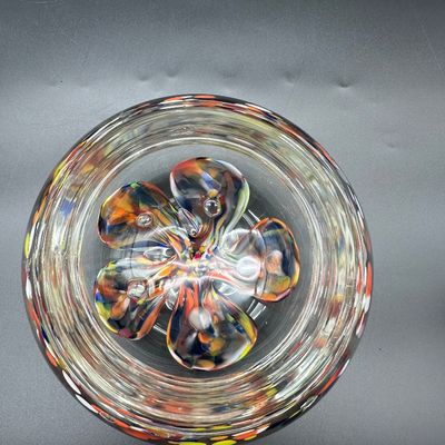 Bart Zimmerman Signed Multicolor Art Glass Lidded Jar