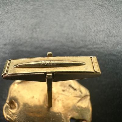 Vintage 14K Gold & Lapis Lazuli Sculptural Cufflinks