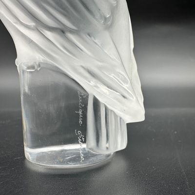 Lalique France Signed Frosted Clear Crystal Owl Figurine