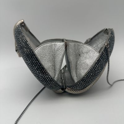 Judith Leiber Vintage Black Crystal Coiled Snake Minaudière Evening Bag