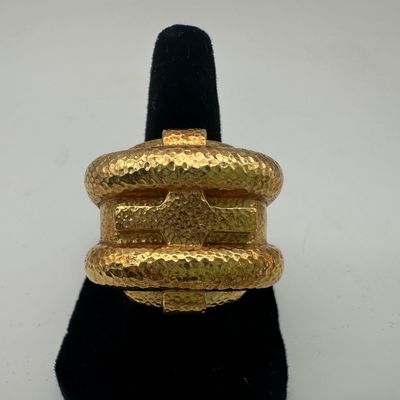 David Webb 18K Gold Textured Geometric Ring