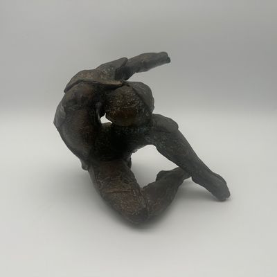 Signed Bronze Reclining Figure Sculpture