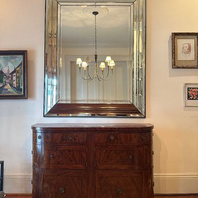 Hollywood Regency Beveled Mirrored Wall Mirror
