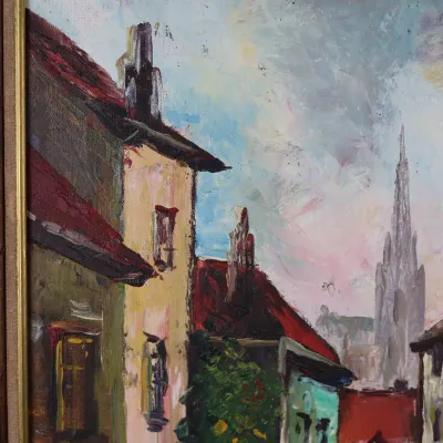Ronald Ergo (Belgian, 1936–2024), “City Scene,” Signed Oil on Canvas