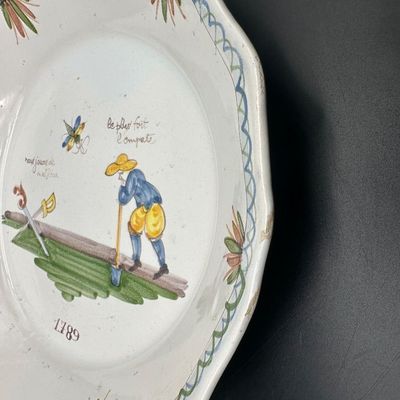 French Faience “Three Estates” Revolutionary-Style Plate