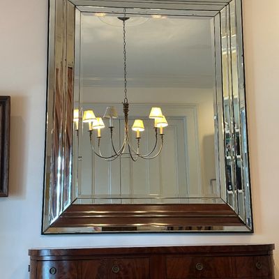 Hollywood Regency Beveled Mirrored Wall Mirror