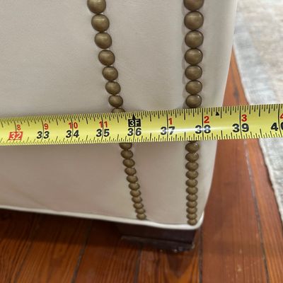 Whittemore-Sherrill Genuine Leather Sofa – Ivory/Cream – Nailhead Trim – Made in USA