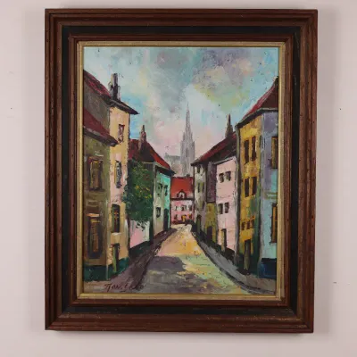 Ronald Ergo (Belgian, 1936–2024), “City Scene,” Signed Oil on Canvas