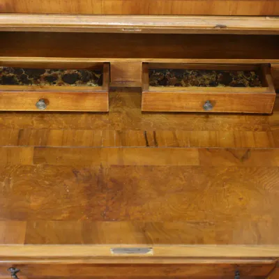 Antique Dutch-Style Burlwood & Marquetry Bombé Secretary Bookcase