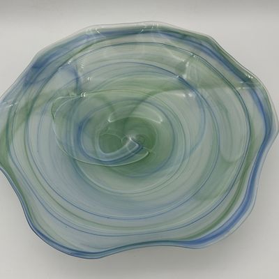 VIETRI Blue & Green Swirl Art Glass Bowl