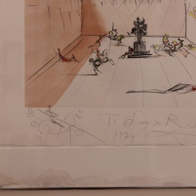 Salvador Dalí Signed Chevalier en Tournoi Etching with Pochoir Colors – 52/150, 1979