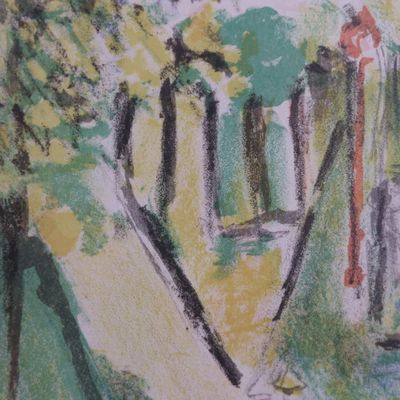 Maurice Utrillo Signed Color Lithograph – Montmartre (Paris Capitale), 1955