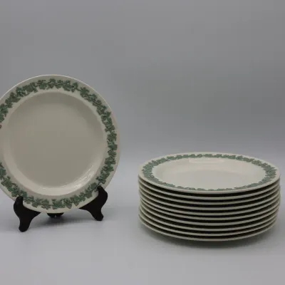 Vintage Wedgwood Embossed Queen’s Ware Salad Plates & Demitasse Cups