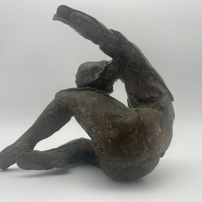 Signed Bronze Reclining Figure Sculpture